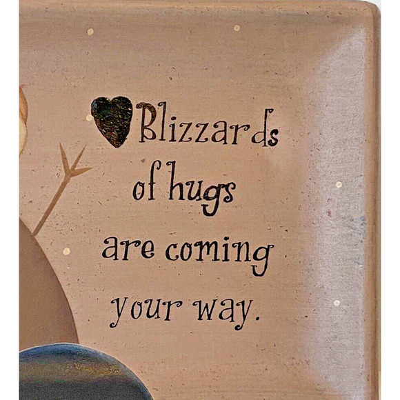 Snowman Winter Christmas Wood Tray Plate Hand Painted Barbara Lloyd 10.75"x6.5" - Picture 2 of 6